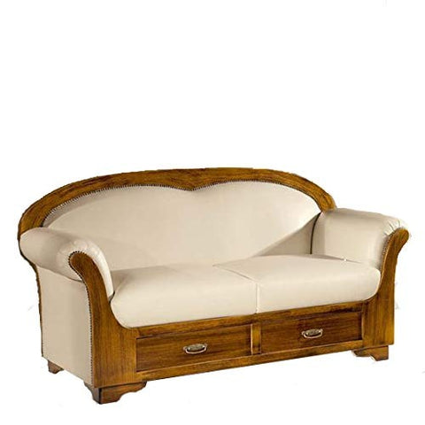 Honey Finish Cushioned Wooden Sofa Chair with Backrest