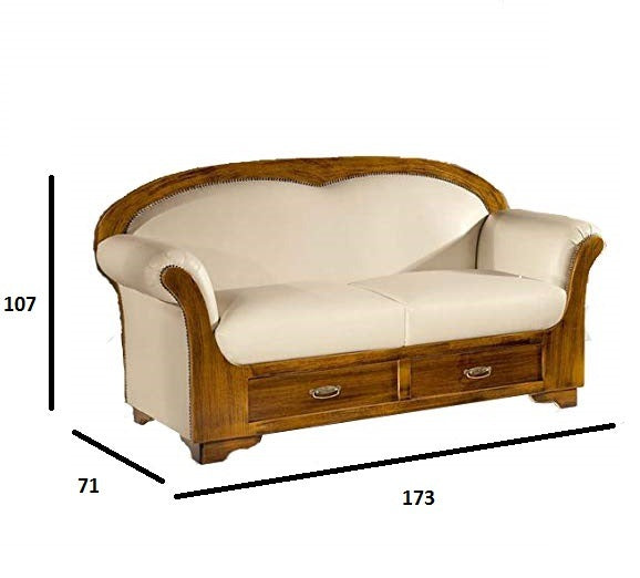 Honey Finish Cushioned Wooden Sofa Chair with Backrest