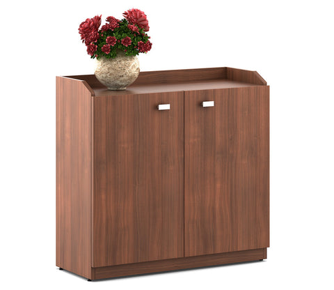 Kosmo Minima Delux Rigato Engineered Wood Shoe Rack in Natural Teak Finish
