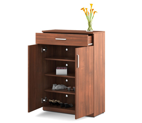 Kosmo Liberty Engineered Wood Shoe Rack in Natural Teak Finish