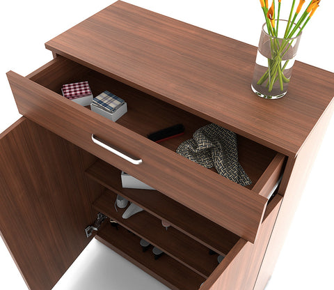Kosmo Liberty Engineered Wood Shoe Rack in Natural Teak Finish