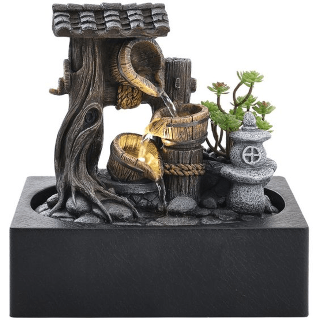 Trueliving Black LED Luxury Water Fountain Table Top ‎13L x 13W x 21H Centimeters