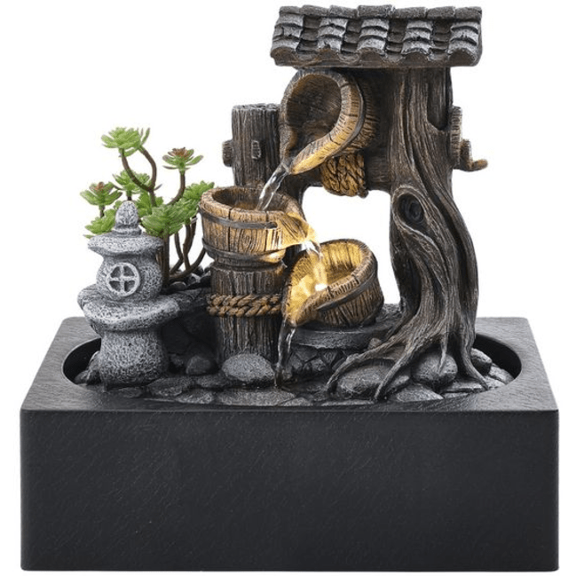 Trueliving Black LED Luxury Water Fountain Table Top ‎13L x 13W x 21H Centimeters