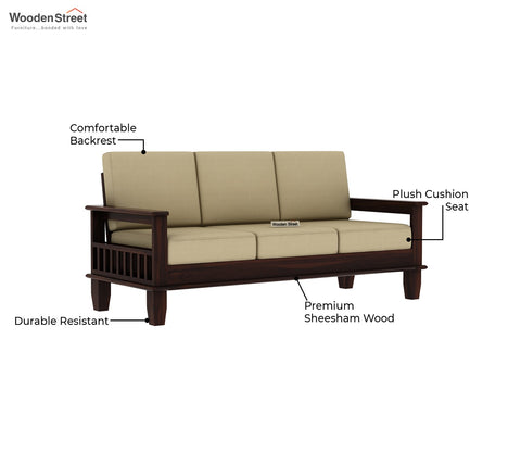 Quartz Wooden Sofa Set (Walnut Irish Cream)