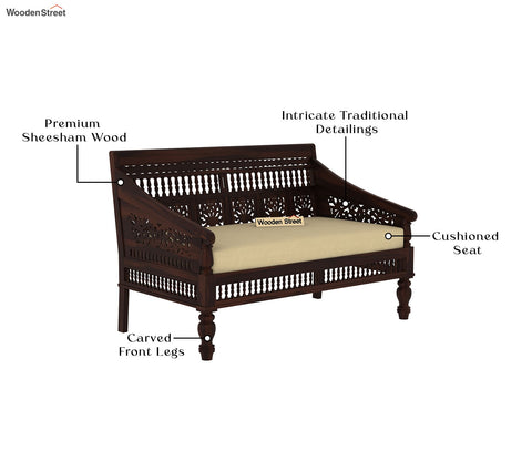Alanis 2 Seater Wooden Sofa (Walnut Finish)