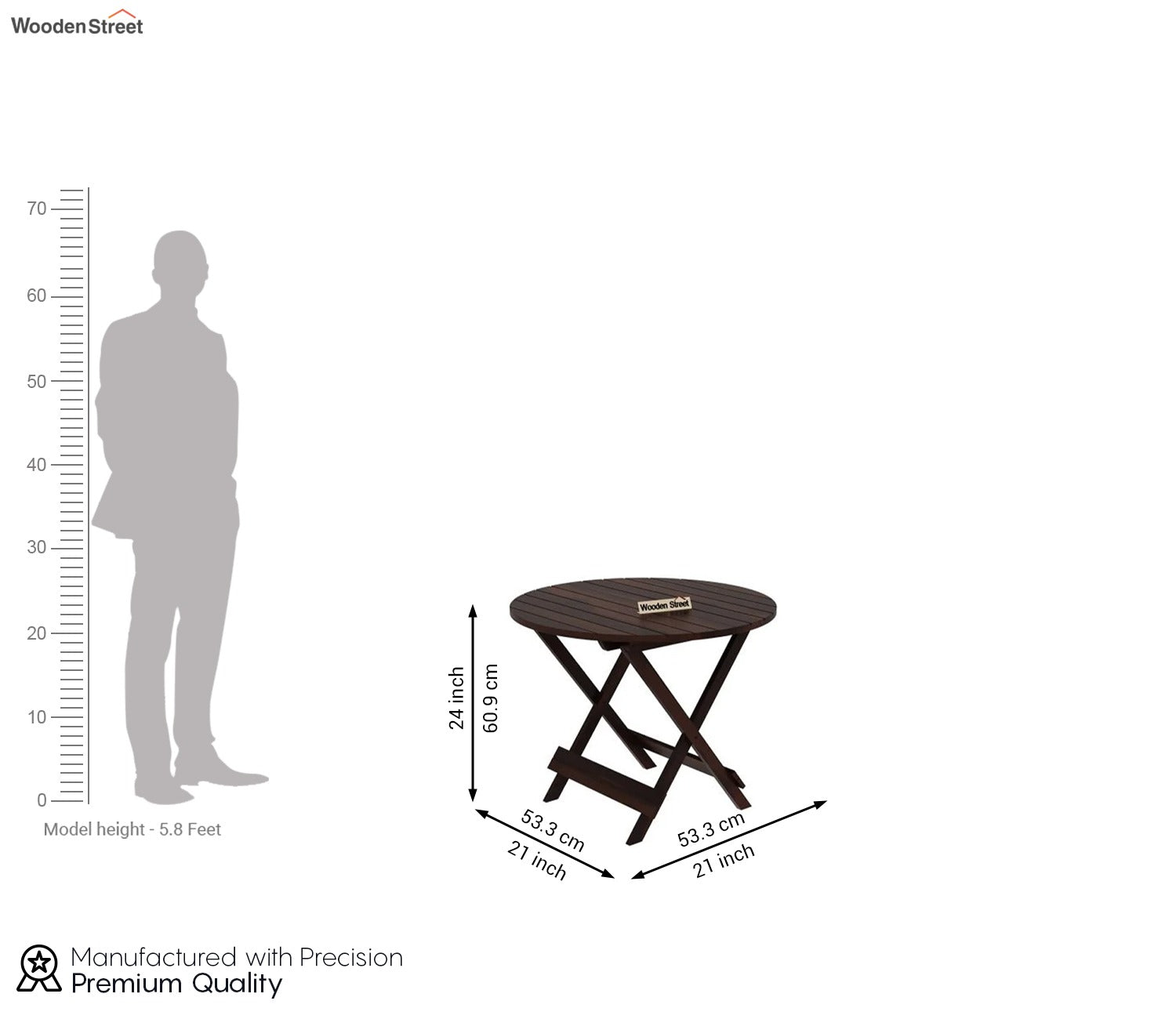 Hanton Folding Chair And Round Table (Walnut Finish)