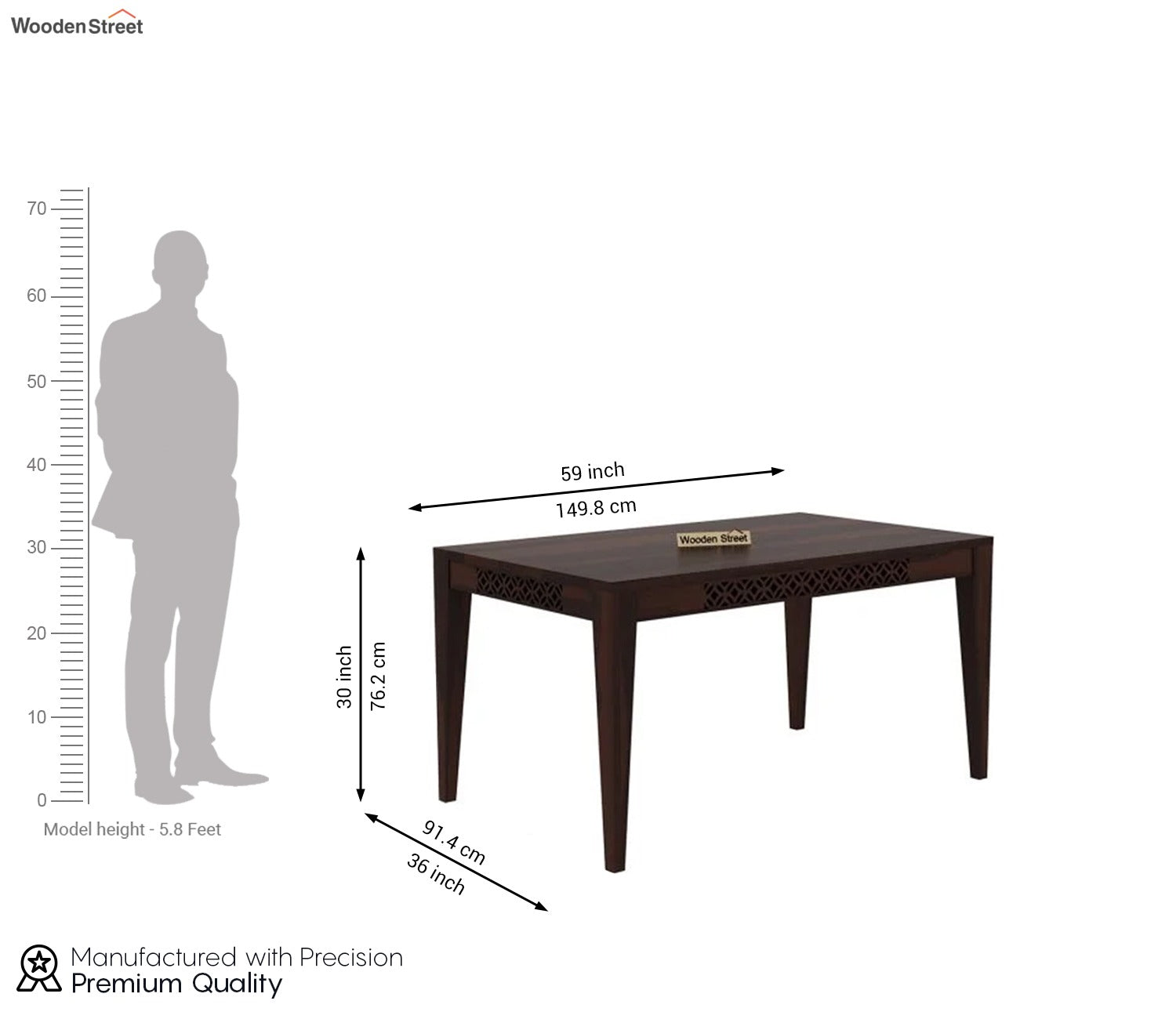 Cambrey 6 Seater Dining Table (Walnut Finish)