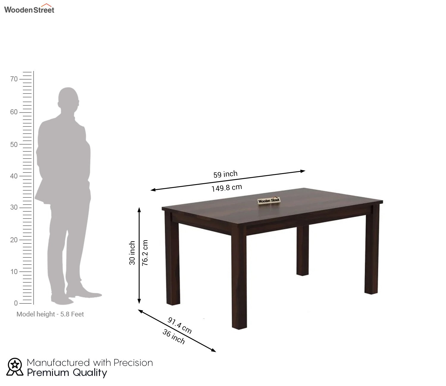 Janet 6 Seater Dining Table (Walnut Finish)