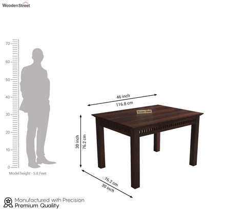 Adolph Compact Wooden Dining Table Set 4 Seater (Walnut Finish)