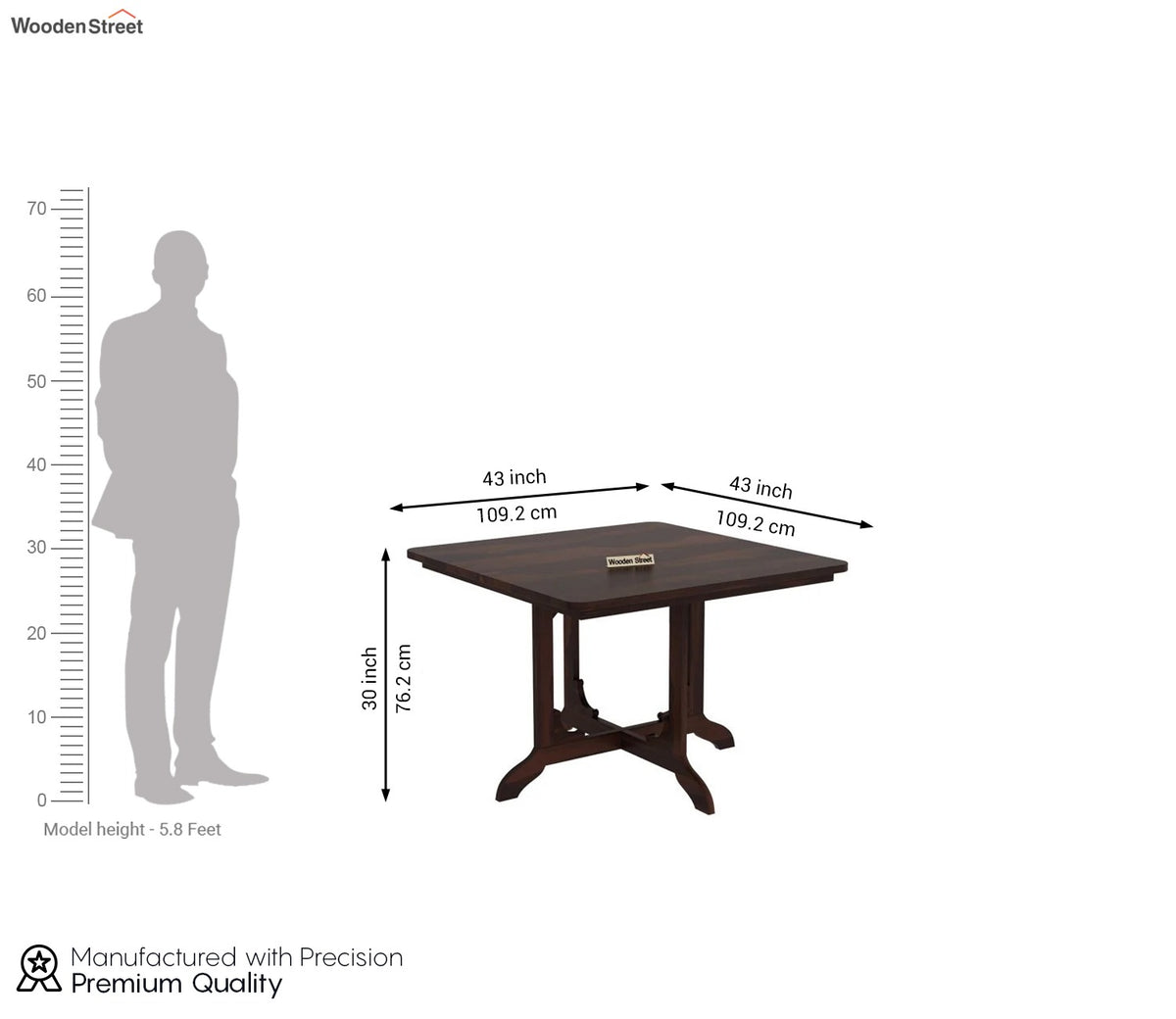 Cohoon Sheesham Wood 4 Seater Dining Set (Walnut Finish)
