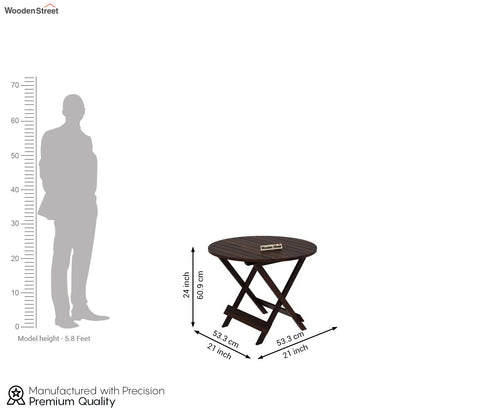 Hanton Folding Chair And Round Table (Walnut Finish)