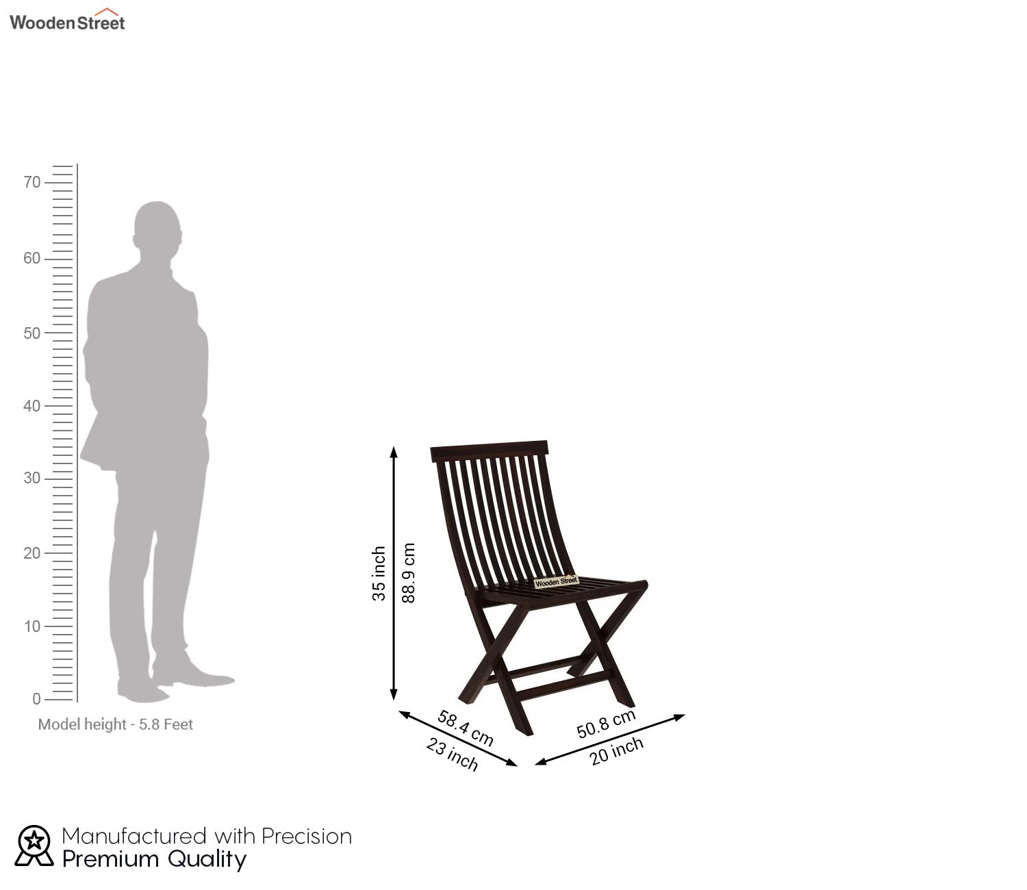 Hanton Folding Chair And Round Table (Walnut Finish)