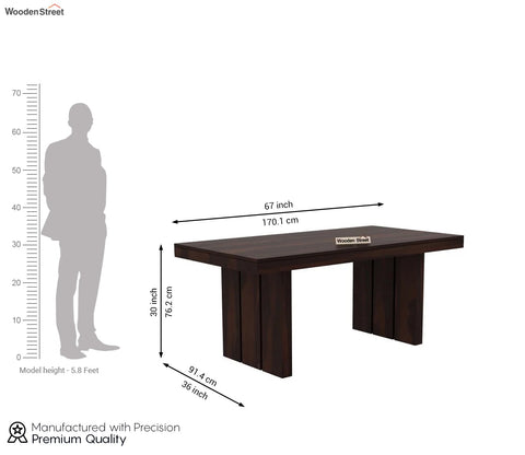Wertex 6 Seater Dining Table (Walnut Finish)