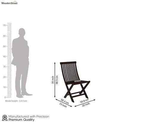 Hanton Folding Chair And Round Table (Walnut Finish)