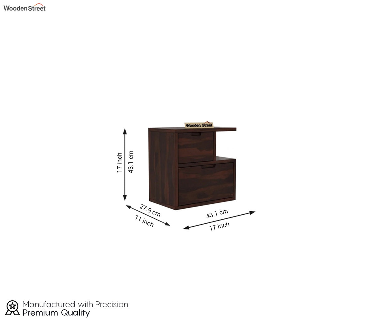 Adrian Bedside Table (Walnut Finish)