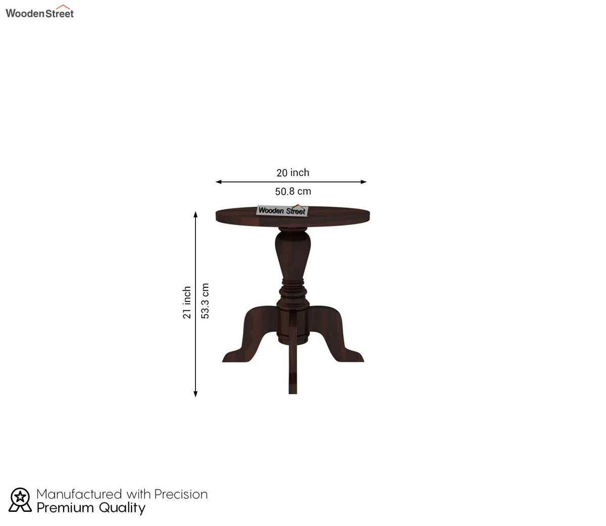 Tarlson Sheesham Wood Round Side Table (Walnut Finish)