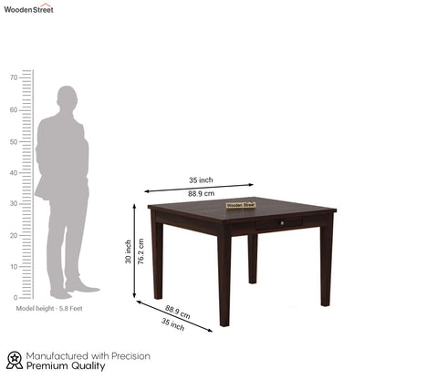 Mcbeth 4 Seater Dining Table With Storage (Walnut Finish)