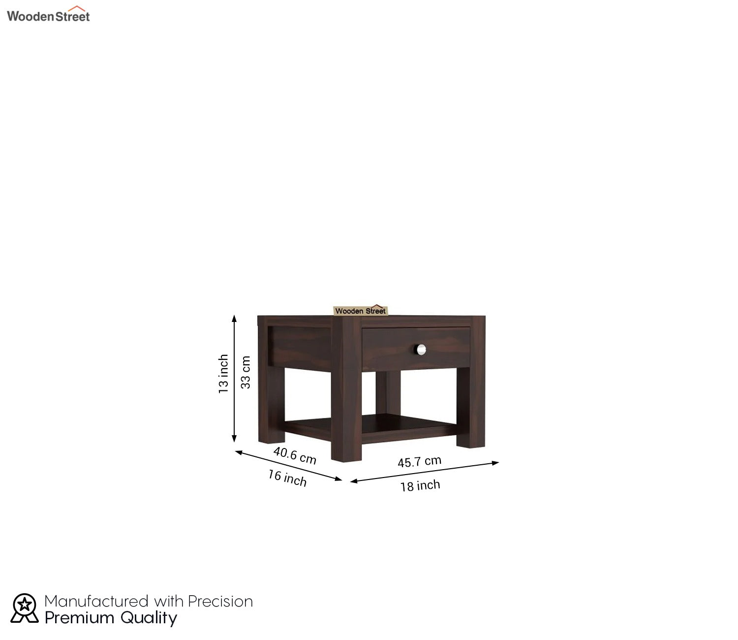 Hout Bedside Table (Walnut Finish)