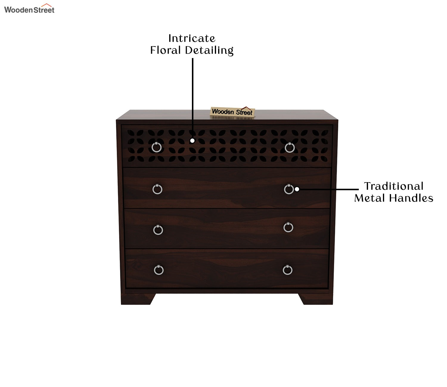 Alexus 4-Drawer Wooden Chest Of Drawers (Walnut Finish)