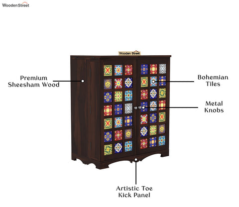 Boho Bar Cabinet (Walnut Finish)