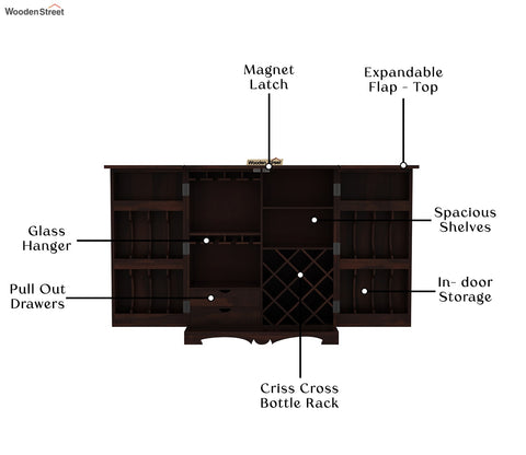 Boho Bar Cabinet (Walnut Finish)