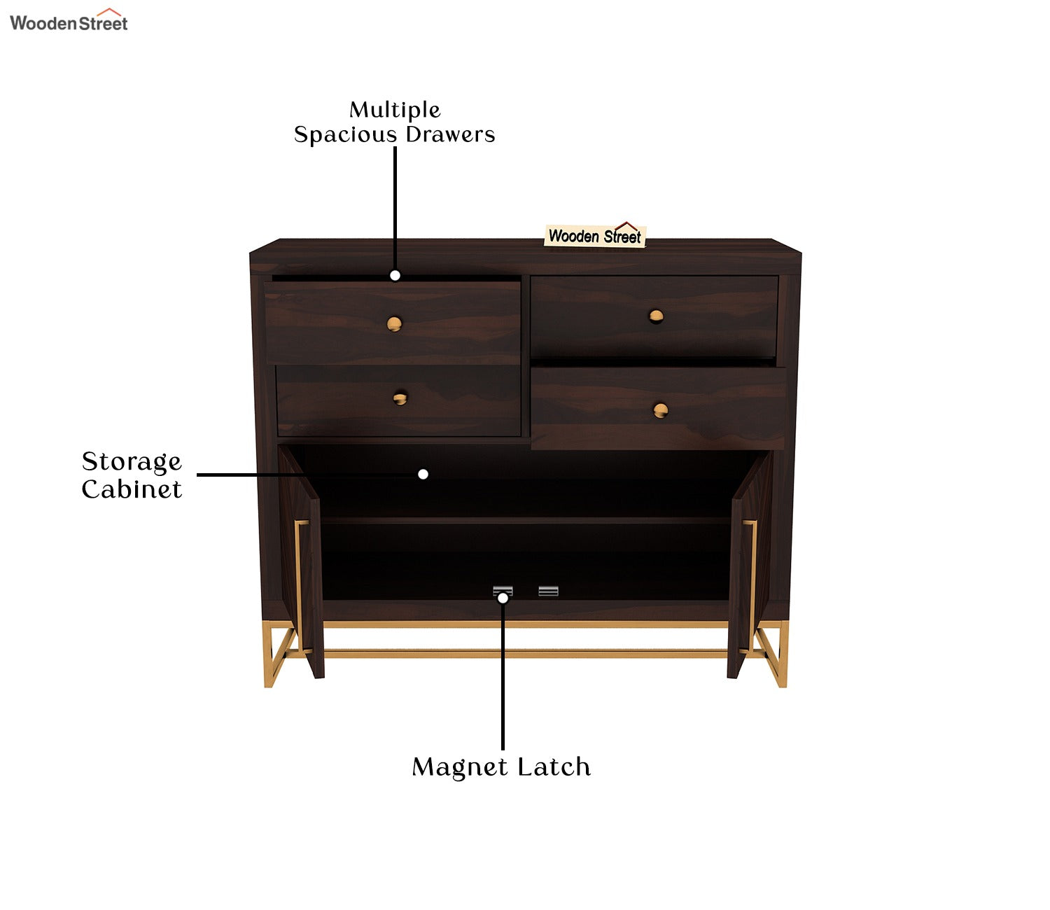 Jett 4-Drawer Wooden Chest Of Drawers (Walnut Finish)