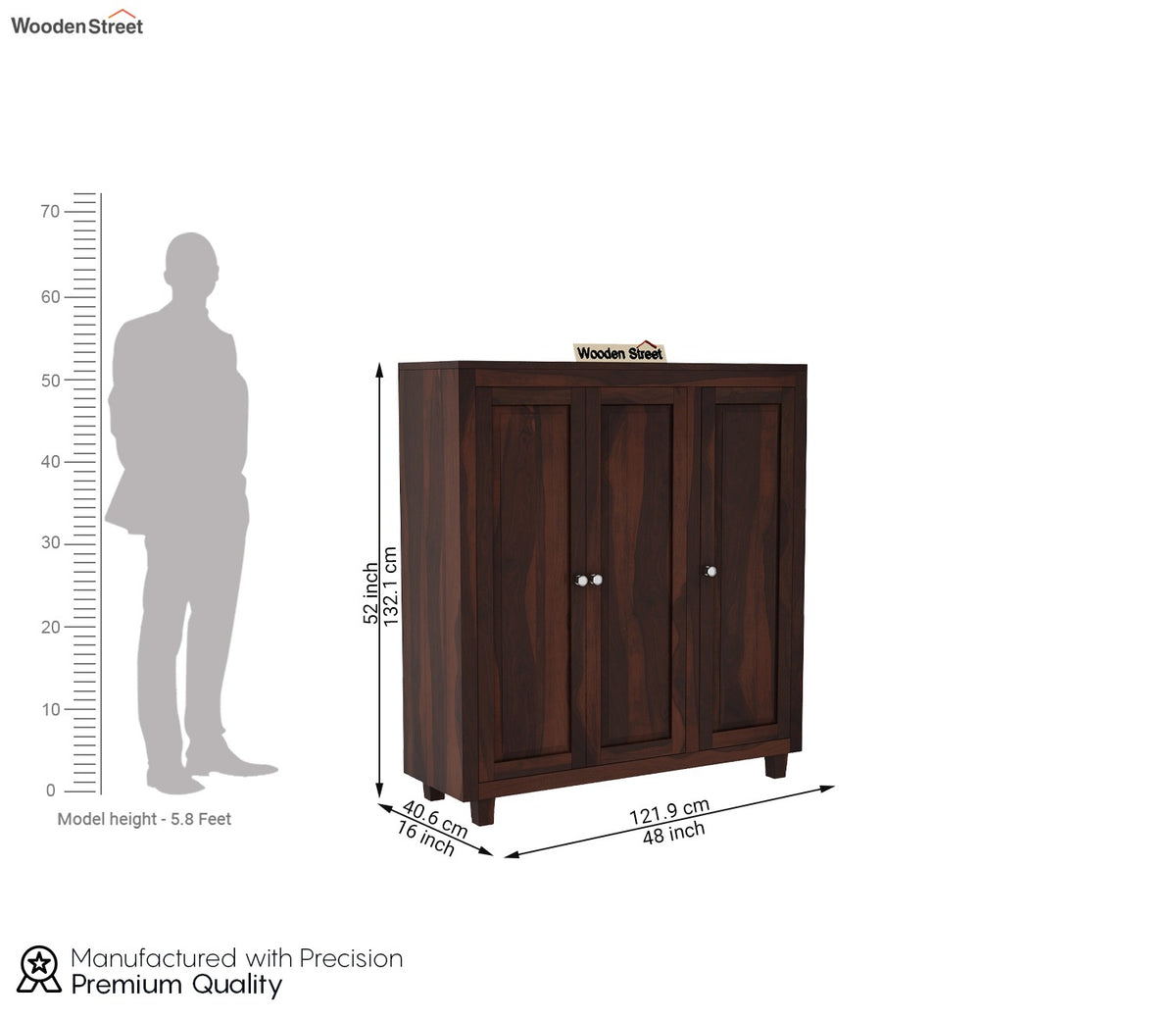 Ruben Sheesham Wood Shoe Cabinet With 32 Pair Capacity (Walnut Finish)