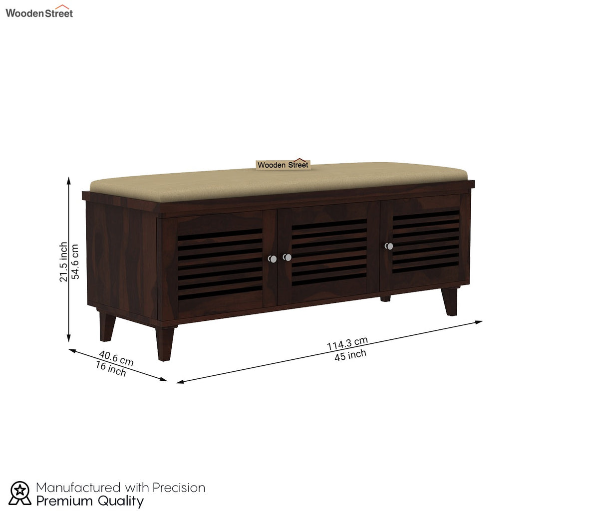 Kathlyn Modern Sheesham Wood Shoe Rack Bench (Walnut Finish)