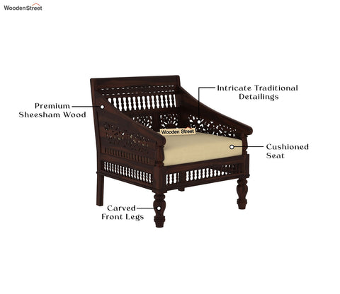 Alanis 1 Seater Wooden Sofa (Walnut Finish)