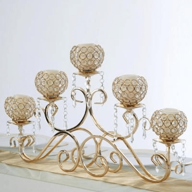 Trueliving Fancy Golden Glass Candle Holder 20 CM