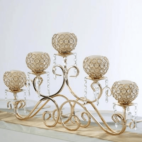 Trueliving Fancy Golden Glass Candle Holder 20 CM