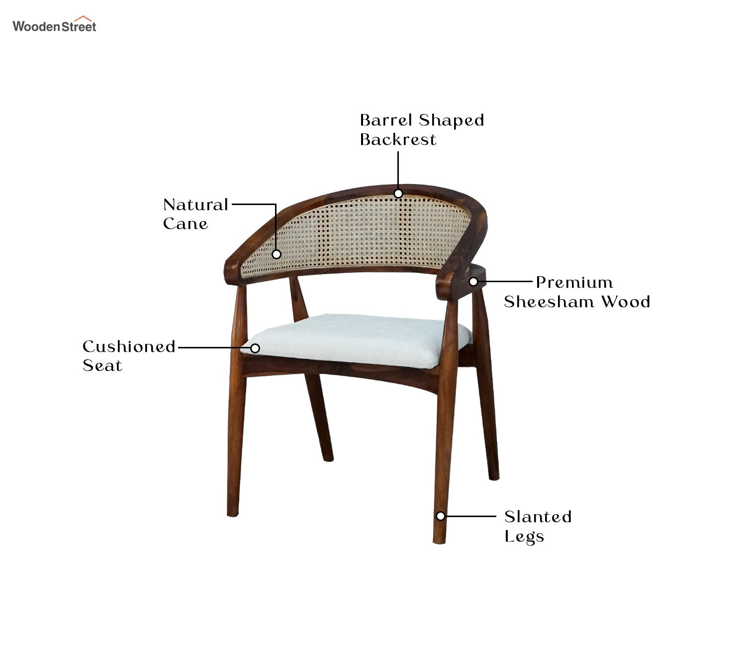 Alexia Curved Arm Chair with Cane (Honey Finish)