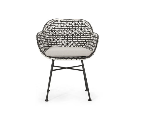 Black And White Rope 2 Seater Chair Set With Cream Cushions