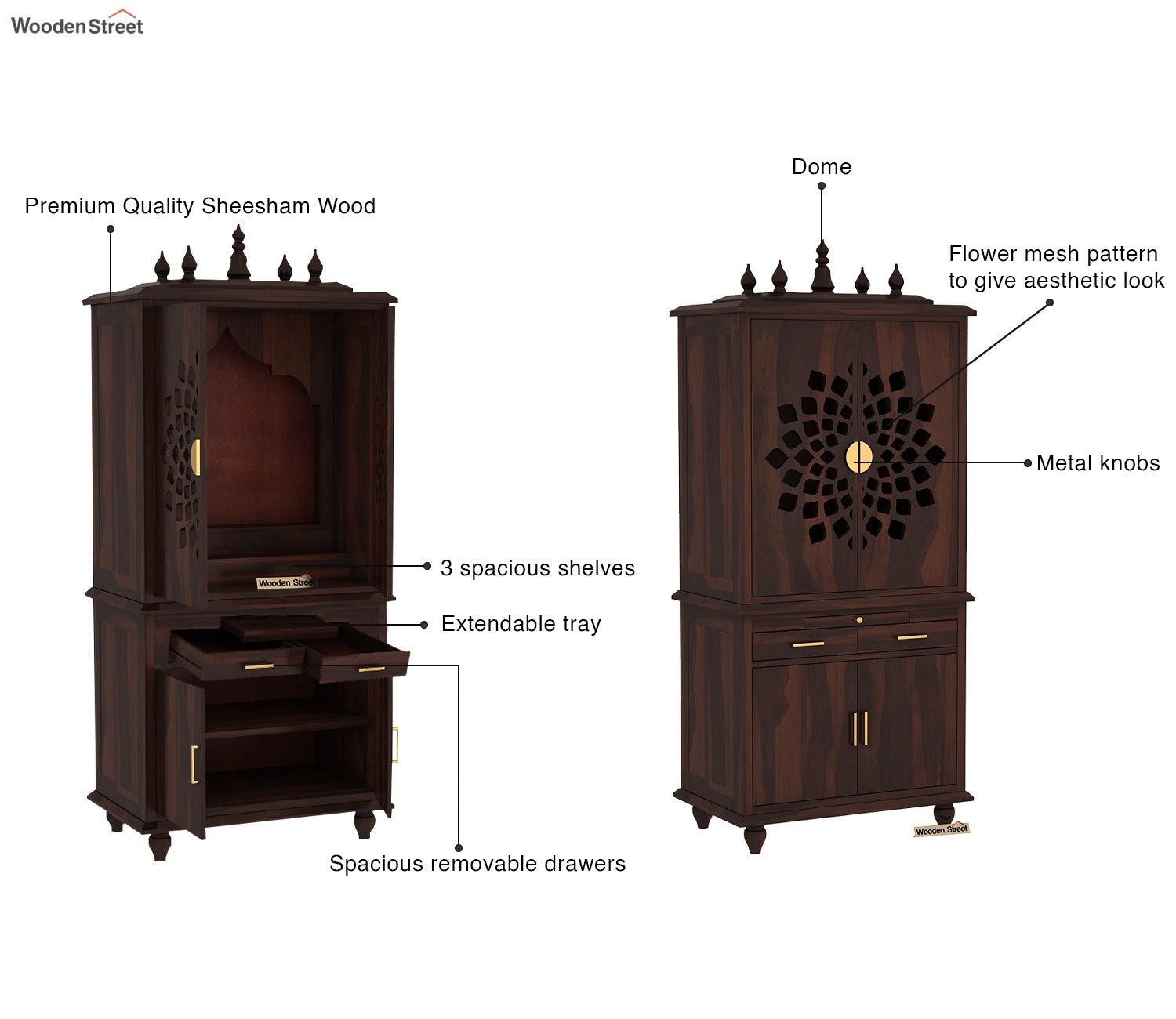 Amitava Home Temple (Walnut Finish)