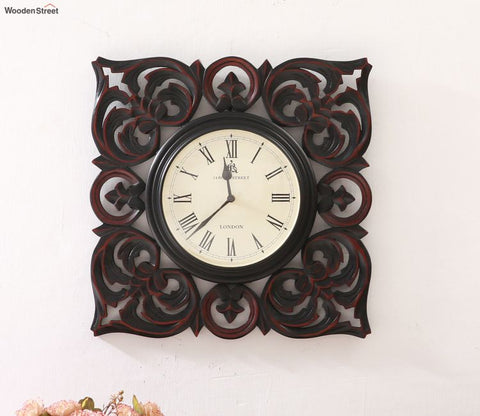 Lima Analog Carved Wooden Wall Clock