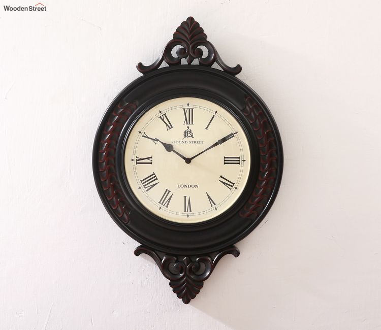Flint Hand Carved Analog Wooden Wall Clock
