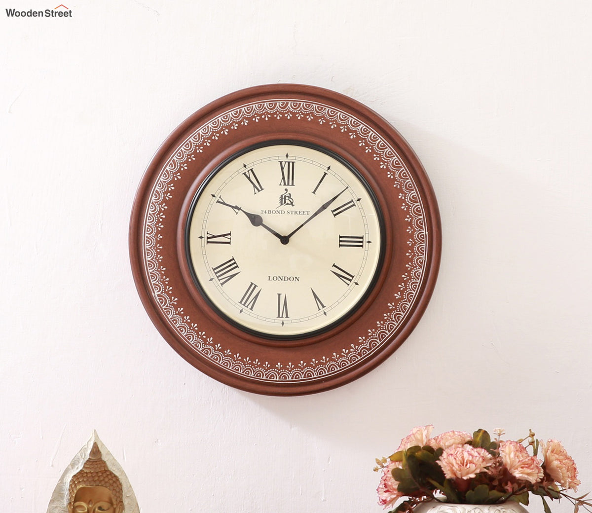 Tali Hand Painted Analog Wooden Wall Clock