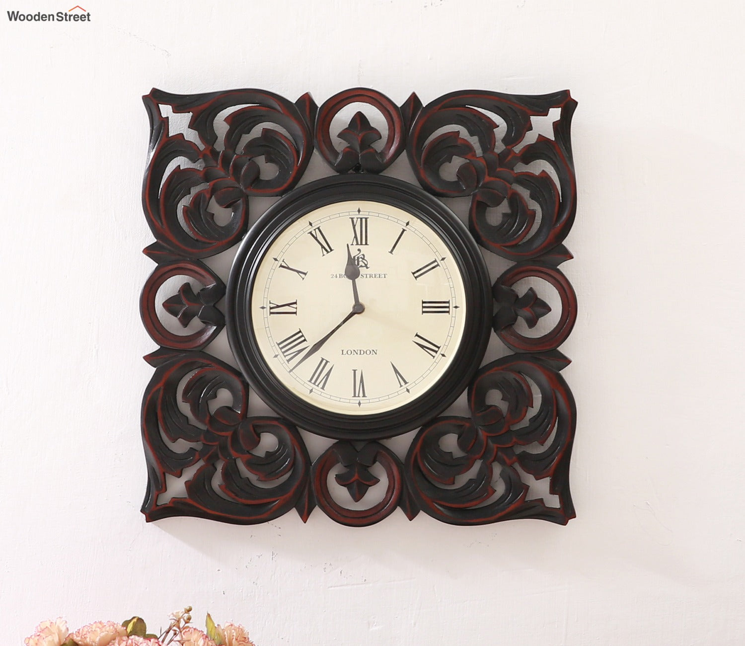 Lima Analog Carved Wooden Wall Clock