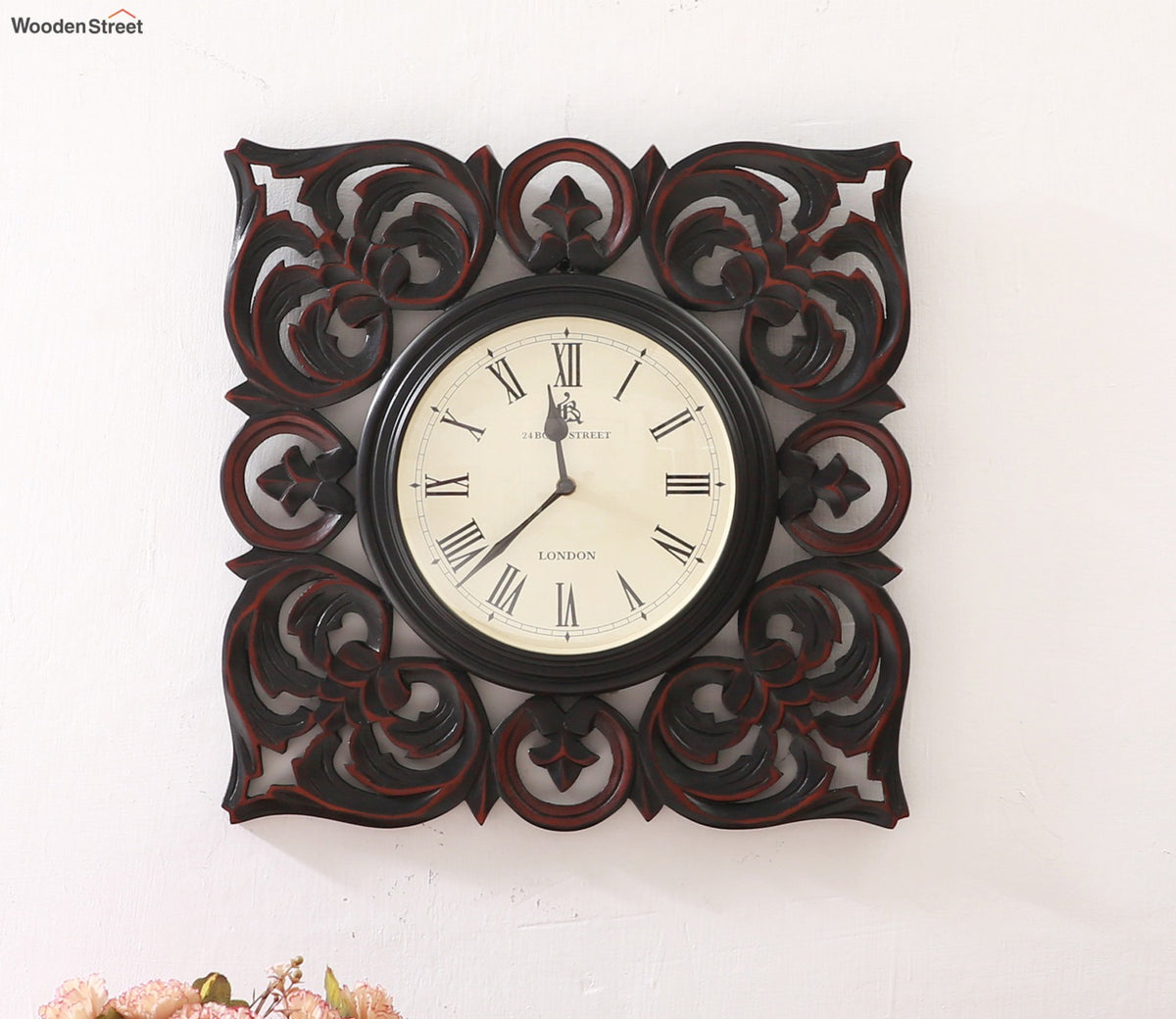 Lima Analog Carved Wooden Wall Clock