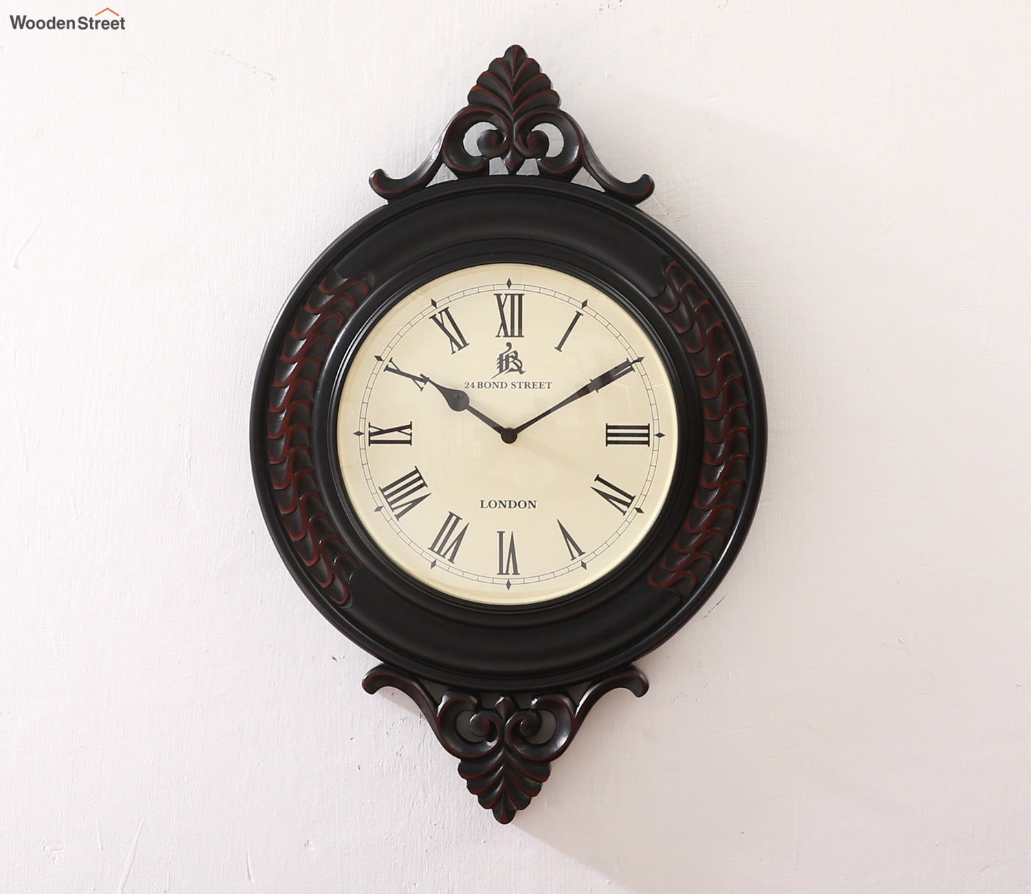 Flint Hand Carved Analog Wooden Wall Clock