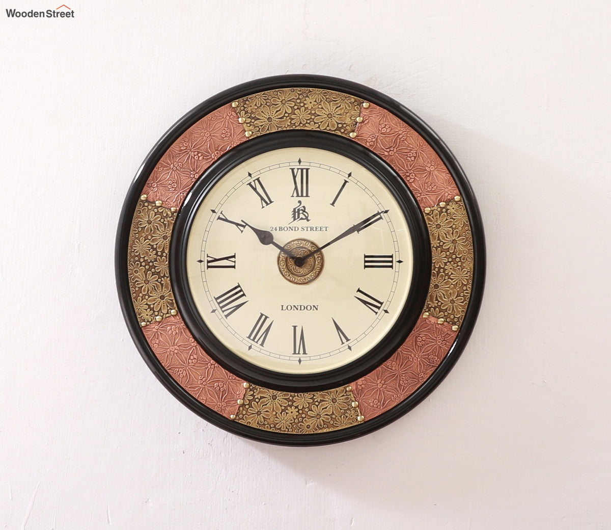 Crusa Brass Copper Decorative Analog Wooden Wall Clock