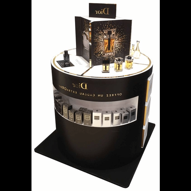 Trueliving Black Round Retail Store Perfume display Unit L30*W30*H90 CM
