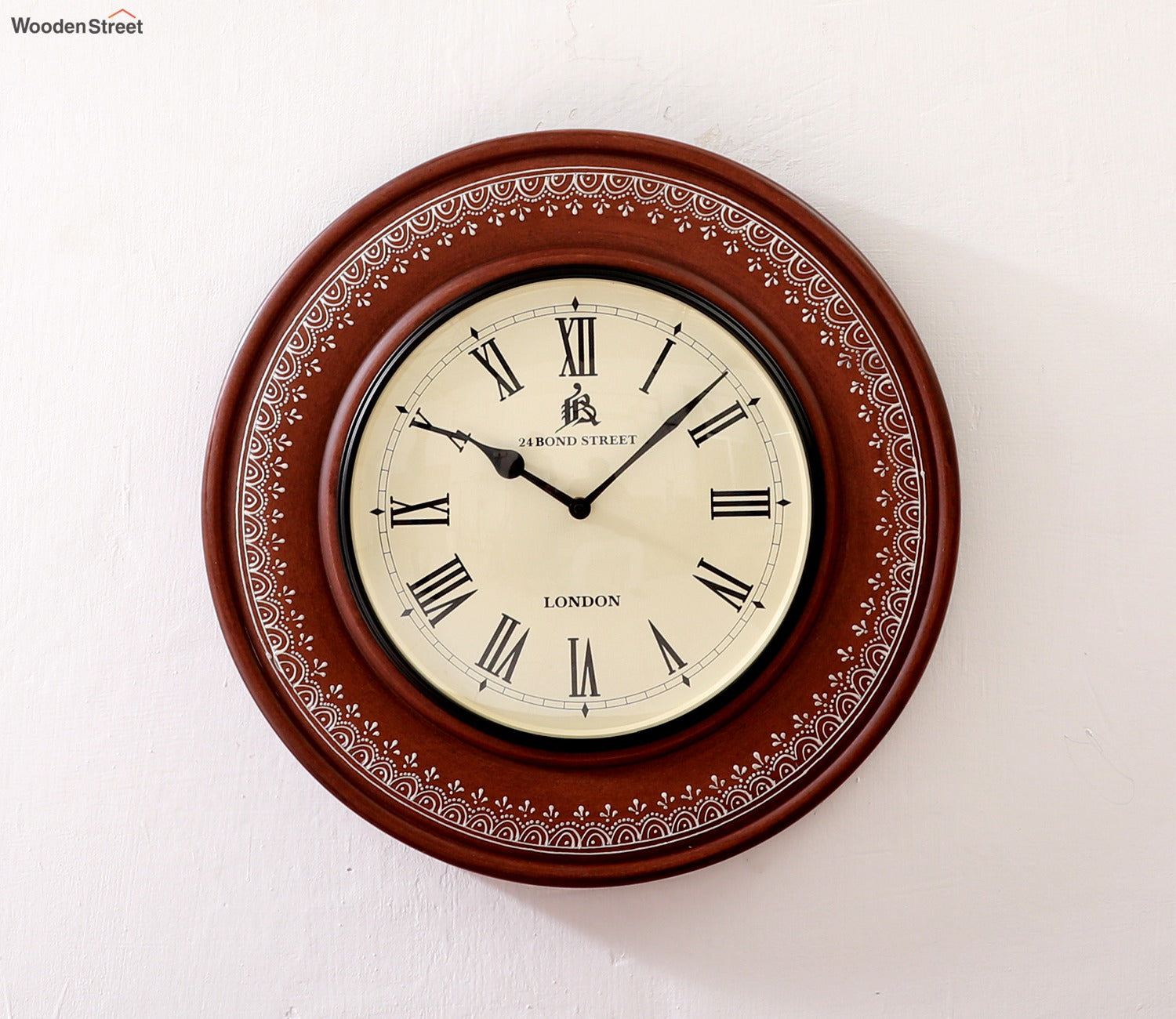 Tali Hand Painted Analog Wooden Wall Clock