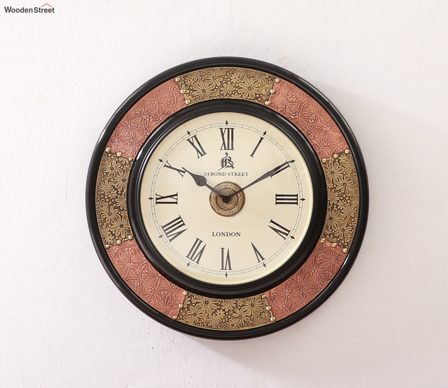 Crusa Brass Copper Decorative Analog Wooden Wall Clock