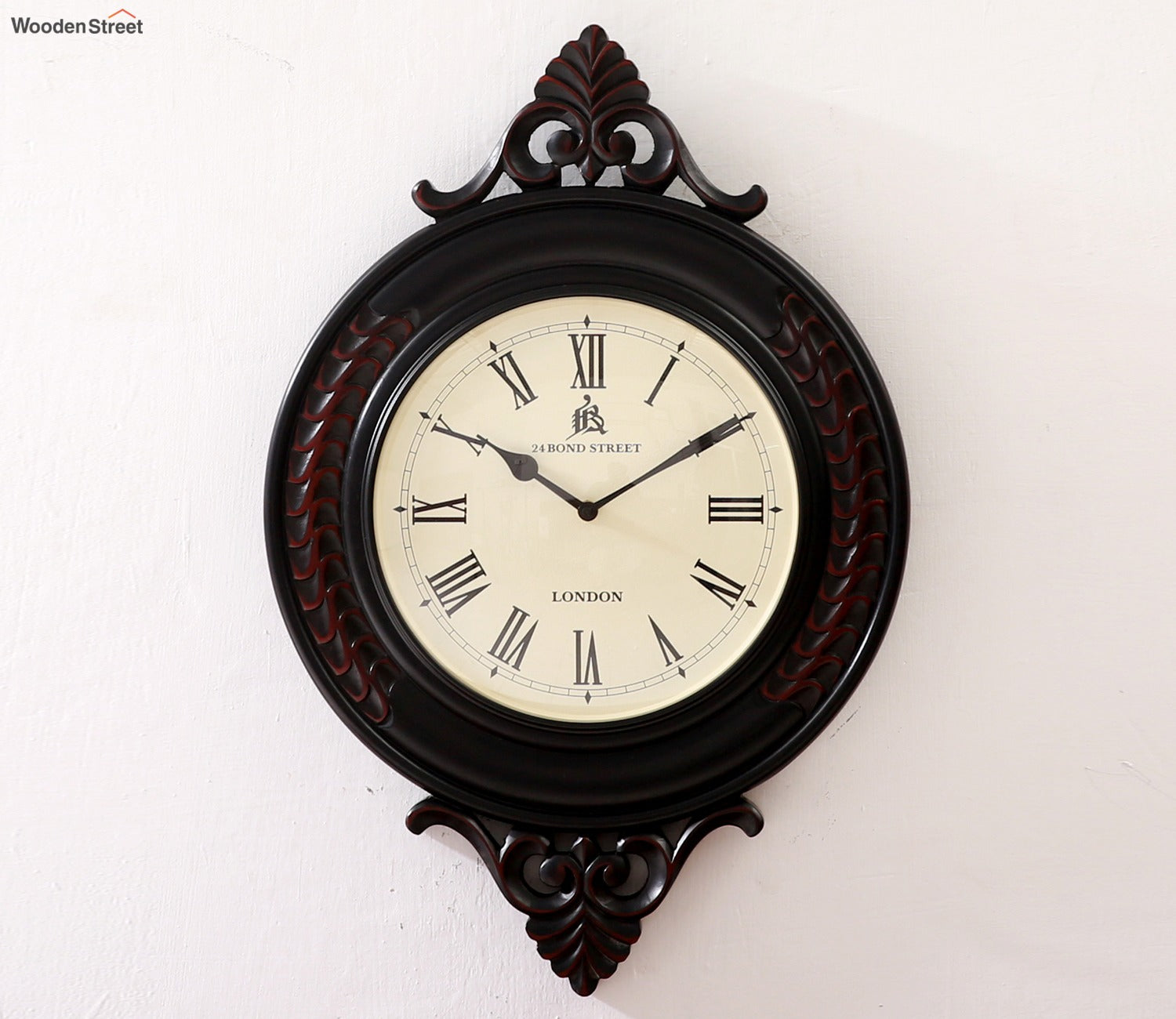Flint Hand Carved Analog Wooden Wall Clock