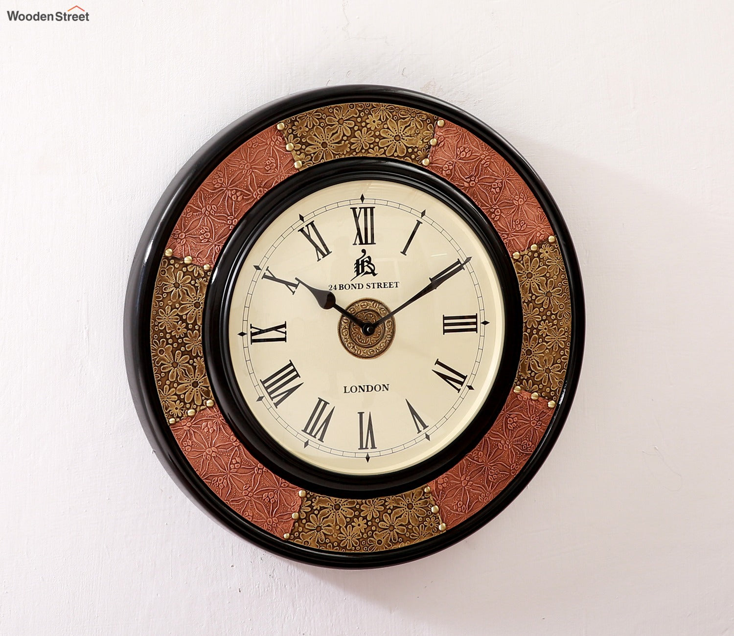 Crusa Brass Copper Decorative Analog Wooden Wall Clock