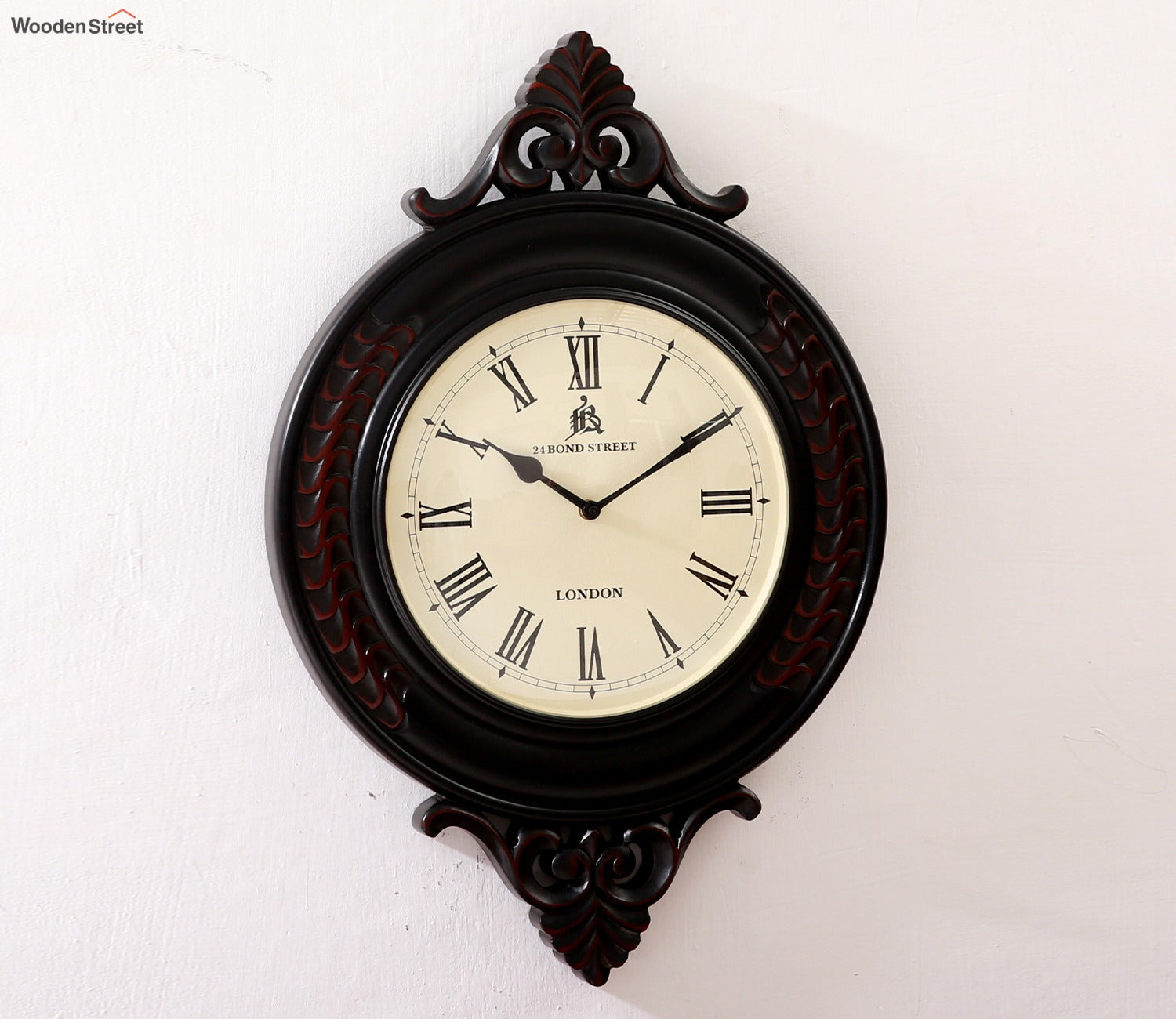 Flint Hand Carved Analog Wooden Wall Clock