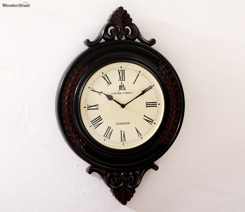 Flint Hand Carved Analog Wooden Wall Clock