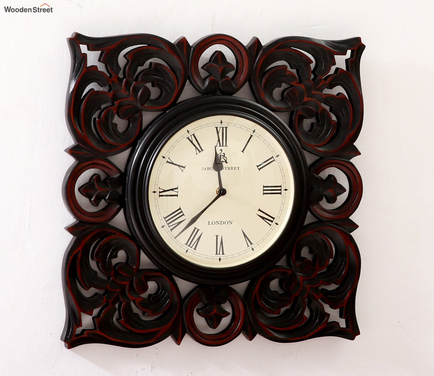 Lima Analog Carved Wooden Wall Clock