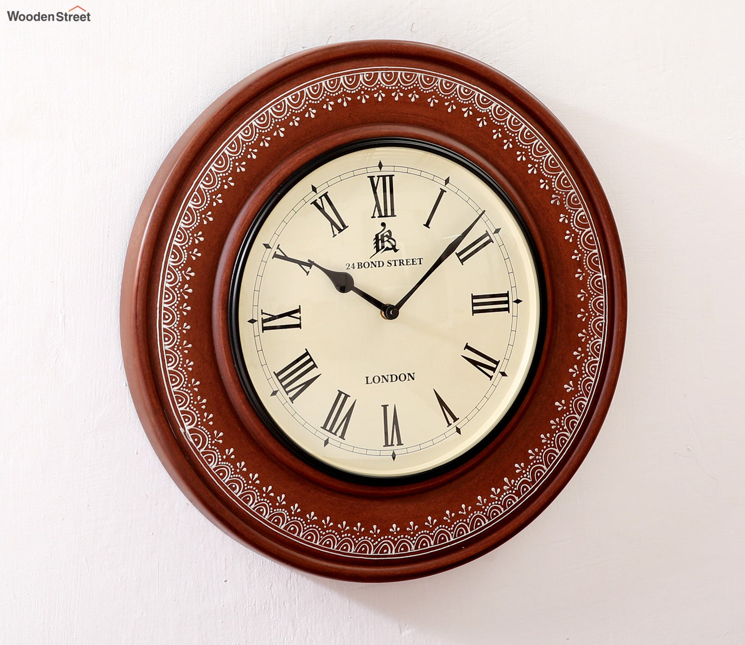Tali Hand Painted Analog Wooden Wall Clock